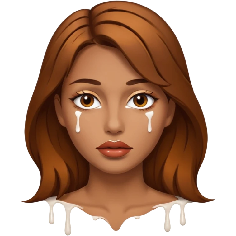 Brown Hair, Woman, white paint drip, face, hot, Sexy, lips emoji