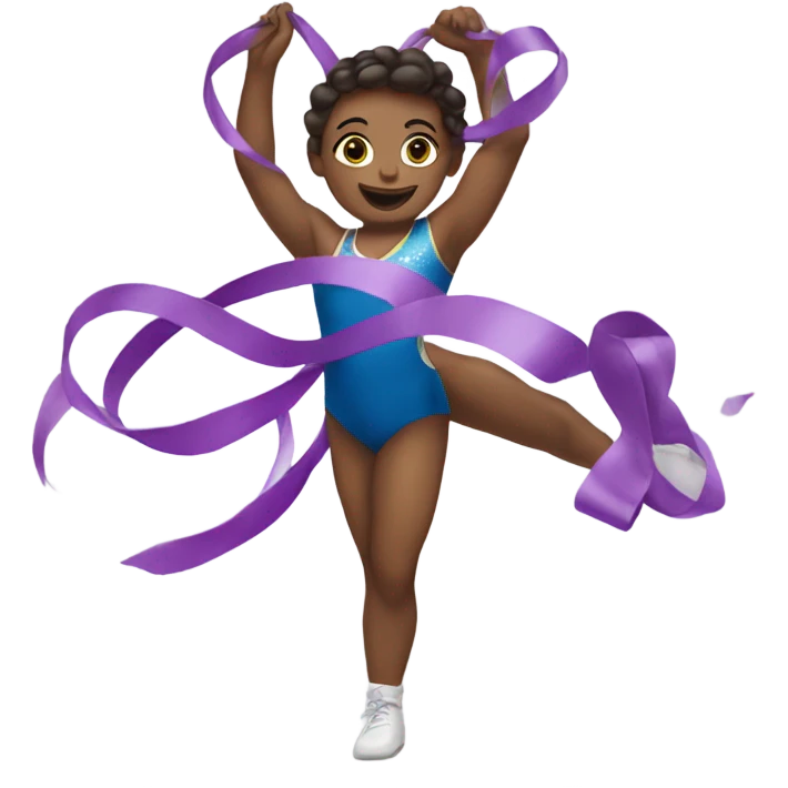 A gymnast holding a ribbon emoji