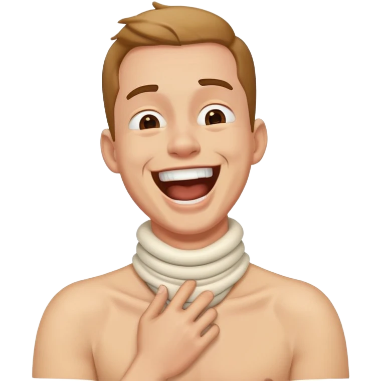 guy holding his neck chocking and laughibg emoji