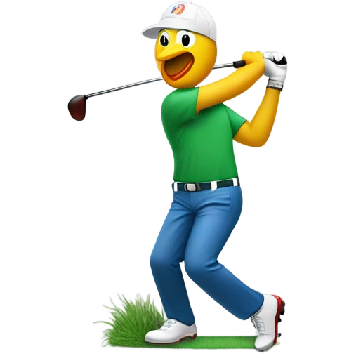 Gallo haciendo swing golf emoji
