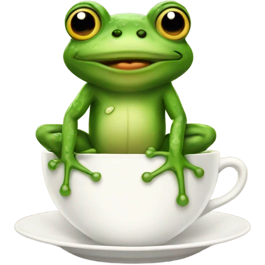 frog whit a tea emoji