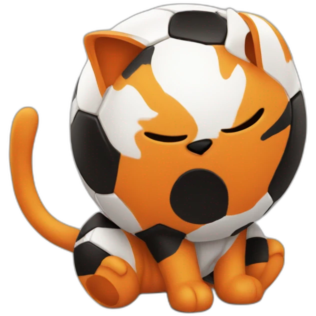 cat soccer orange black emoji