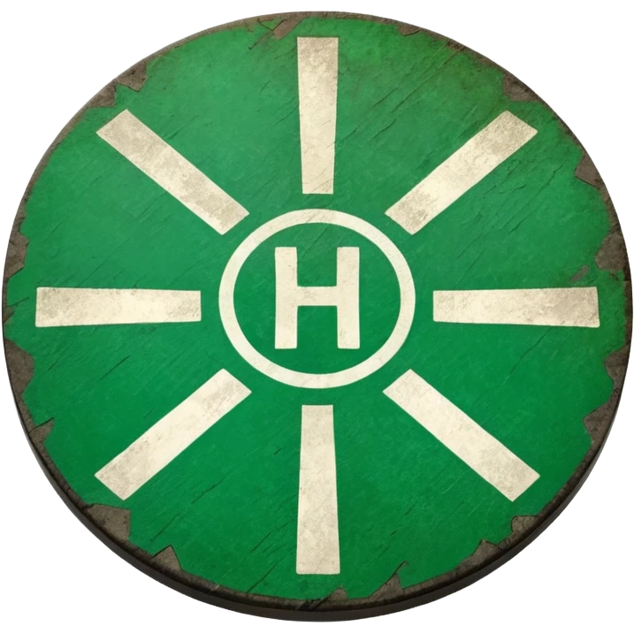 a helipad with a green surface and an H in the center emoji