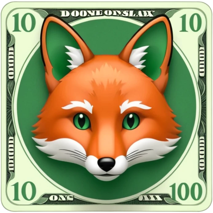 make 100 dollar bill with a fox head silhouette  emoji