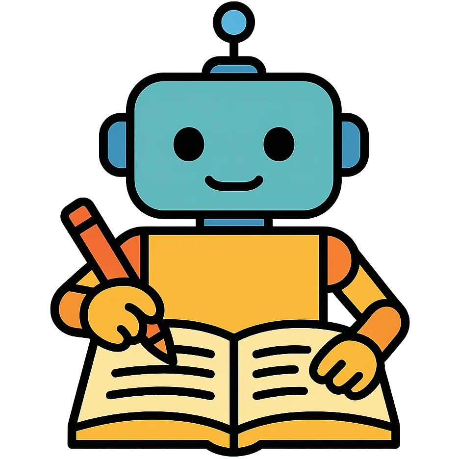robot writing in a notebook emoji