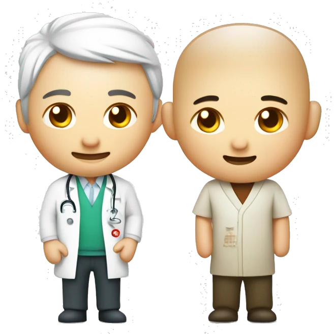 chiropractic and traditional chinese medicine. TCM doctor (shifu) with western doctor. emoji