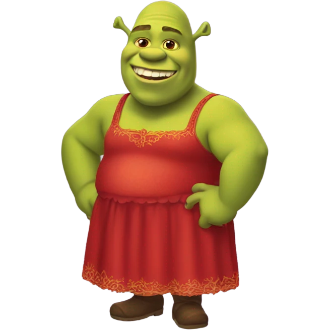 Shrek with red dress emoji