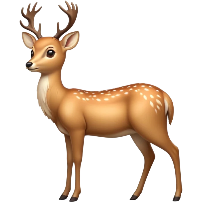 cinematic-[deer]-realistic-full-body-standing on all fours-emoji,-tail-tucked-close,-head-tilted-dramatically,-sleek-[fawn]-fur,-simplified-yet-realistic-focused-features,-highly-detailed,-glowing-with-an-almost-sarcastic-glow emoji