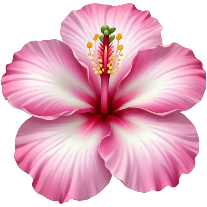 light white hibiscus flower with a pink centre in the style of apple emoji emoji