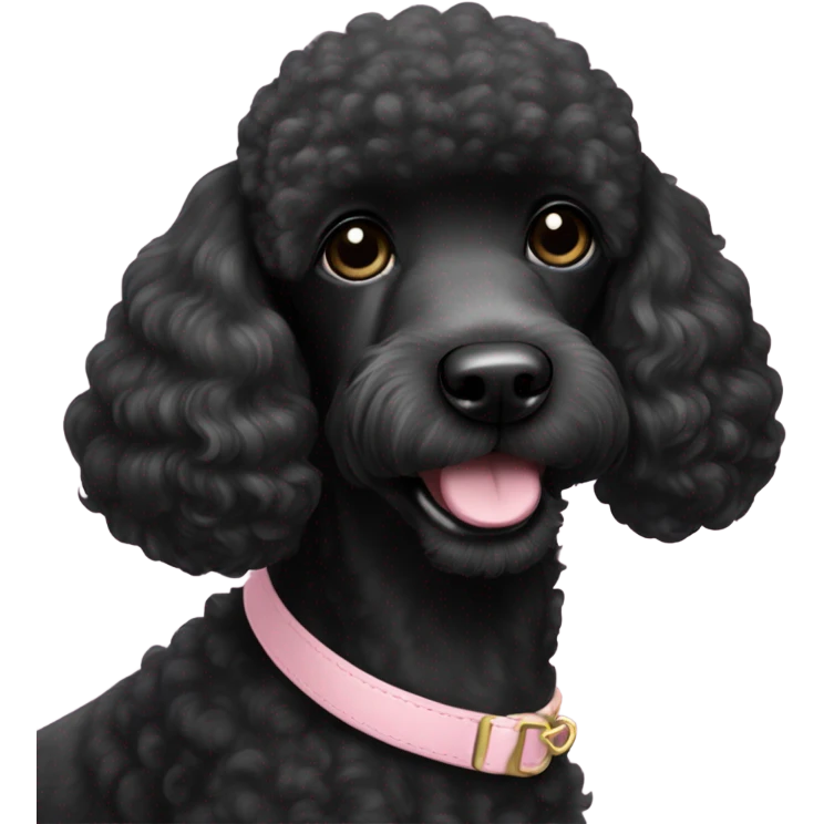 a black poodle with a light pink collar emoji