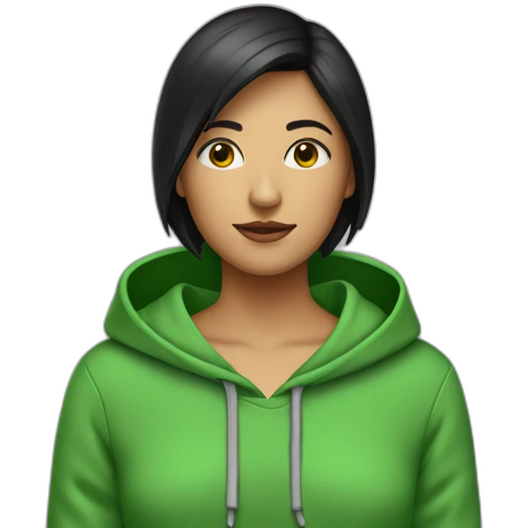 Girl-with-short-black-hair-and-green-hoodie emoji