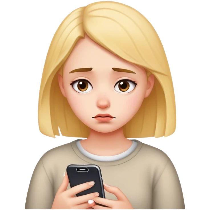 Sad girl who writes on phone  emoji