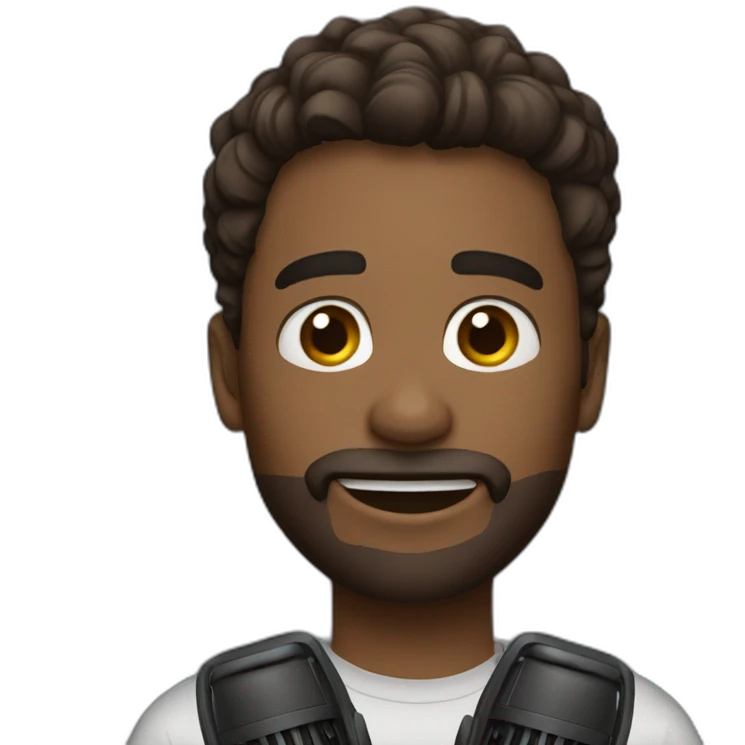 Éric maniez brown hair with a microphone emoji