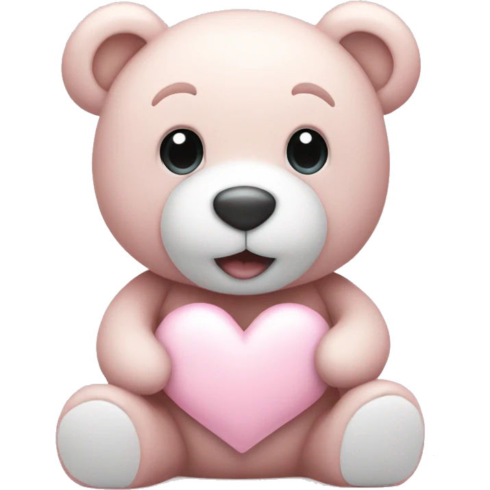 Light pink teddy bear with white heart emoji