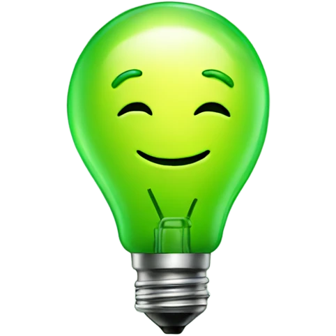 A green bulb smile emoji