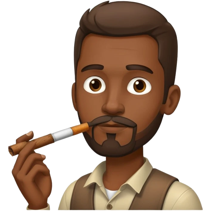 thin, long, dark with goatee Man Smoking some wood emoji
