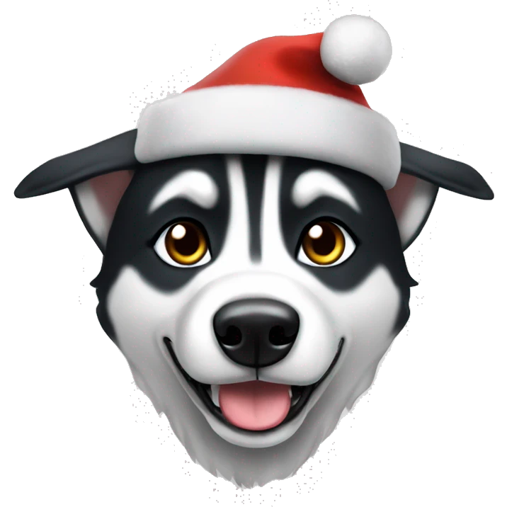 black and white husky with elf hat emoji
