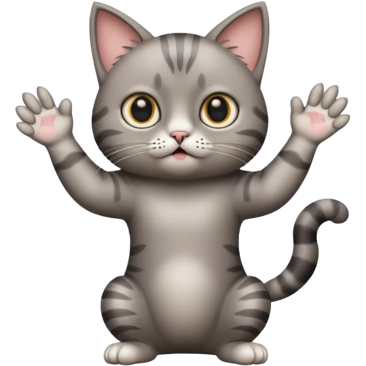 A cat raising both paws and shrugging its shoulders with a baffled expression emoji