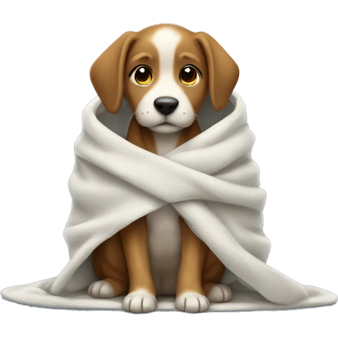 The puppy wrapped up in a blanked emoji