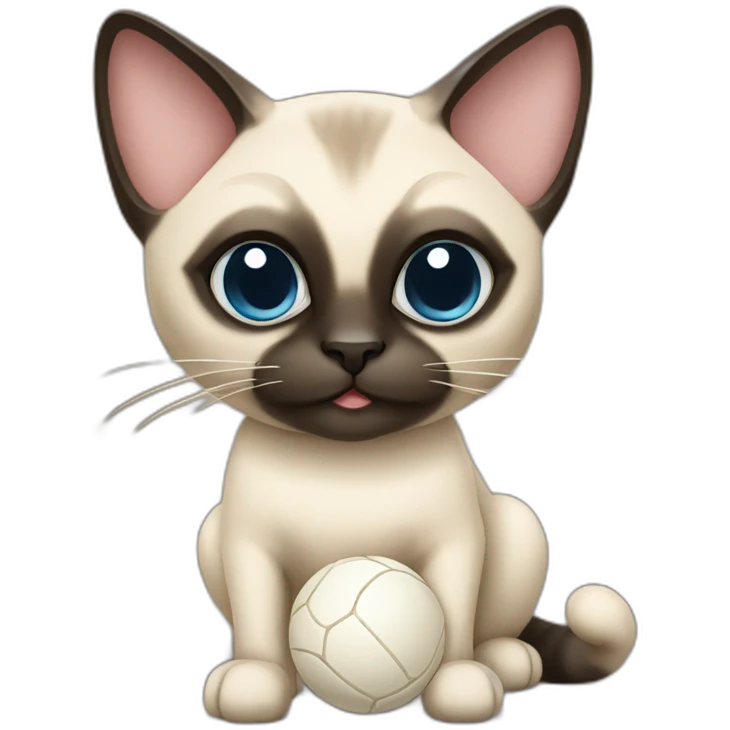 Siamese cat with cat's ball emoji