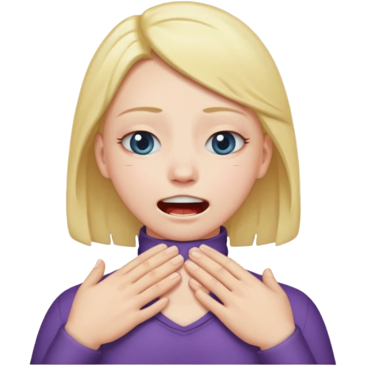 Hands around neck choking themselves, teeth like 😬, one eye open one eye closed  emoji