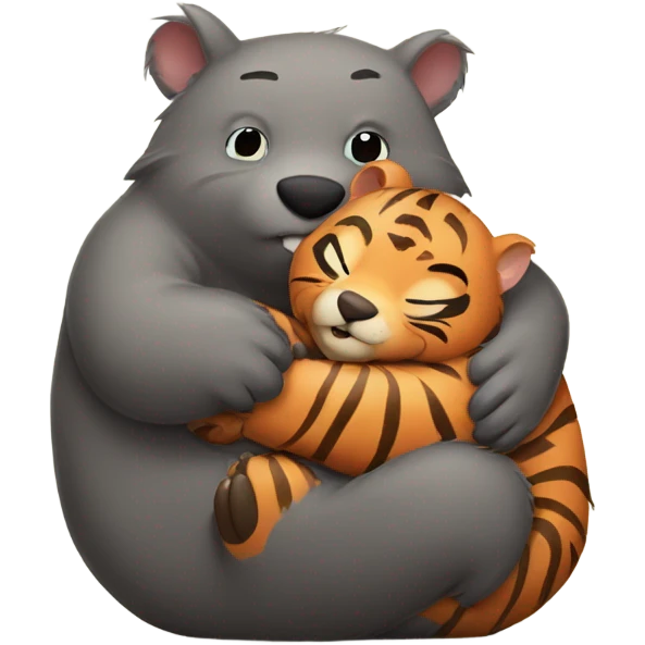 Big wombat hugging little Tiger  emoji