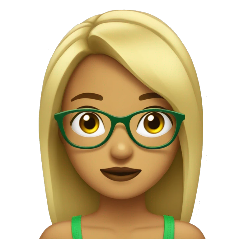 Chica con lentes y ojos verdes emoji