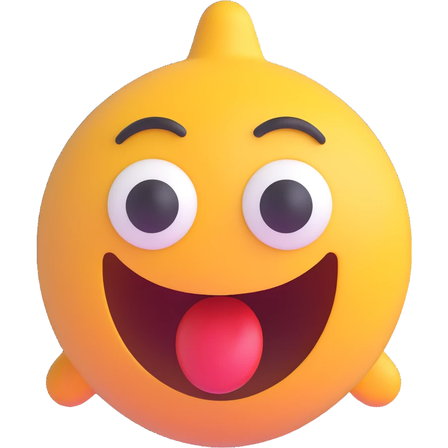 Shocked emoji in 3D style with a surprised expression, variant 8, no background, transparent background. emoji