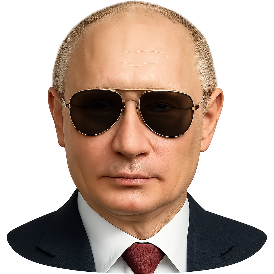 photorealistic portrait of Putin with aviator sunglasses, emoji style, no background emoji