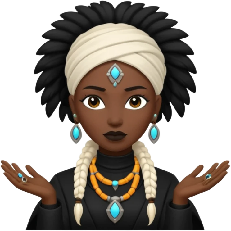 white shaman woman black clothes black accesories  emoji