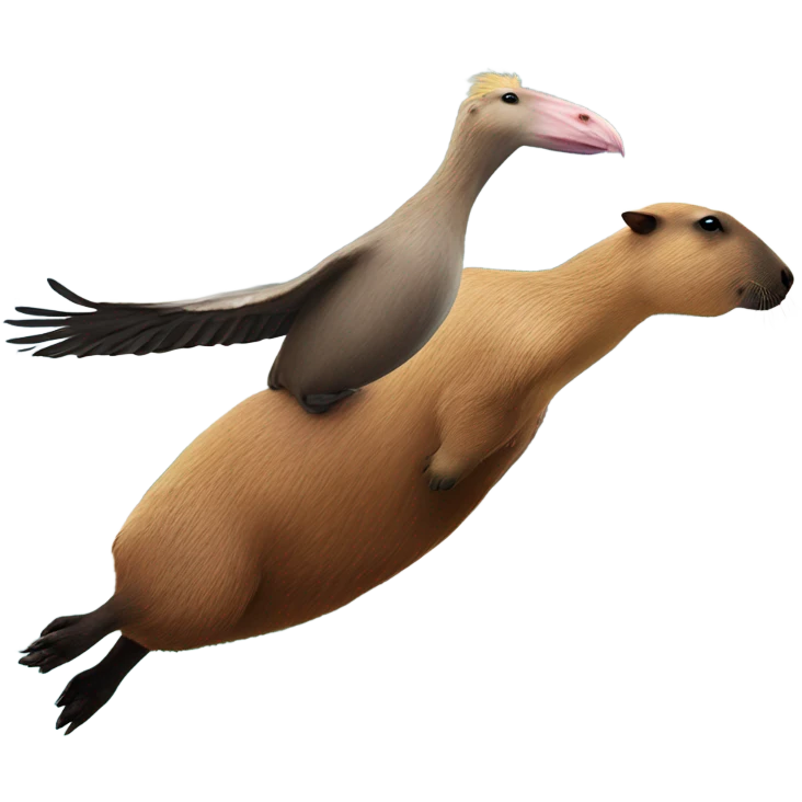 Capybara big bum flying on a pelican  emoji