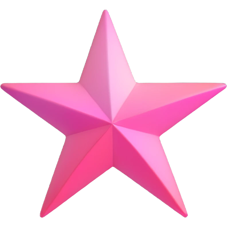 3D star icon, pink gradation, soft shading, modern 3D style emoji