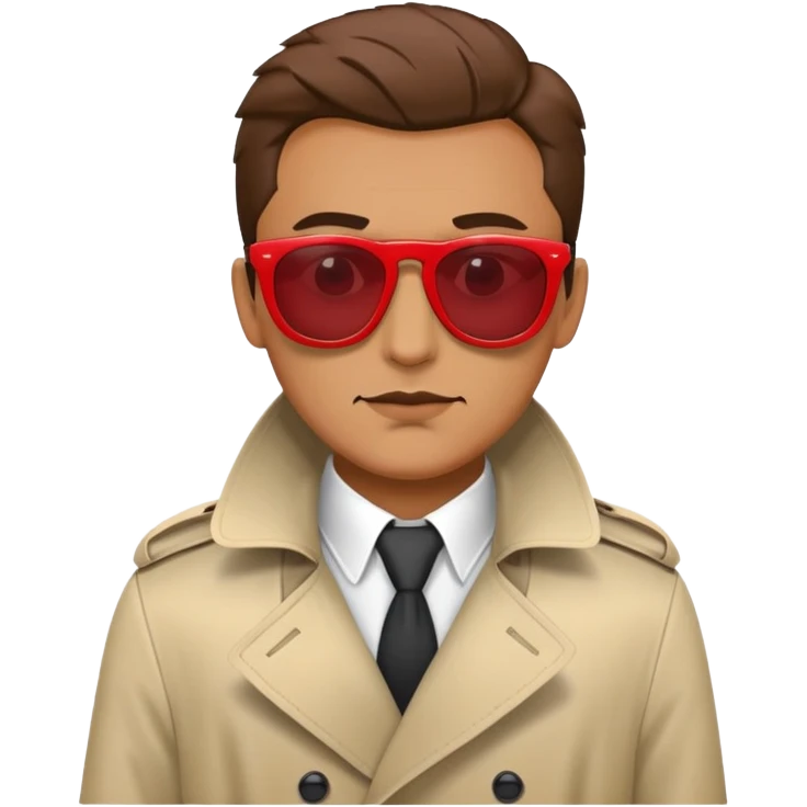 a fraudster in red sunglasses and a trench coat emoji
