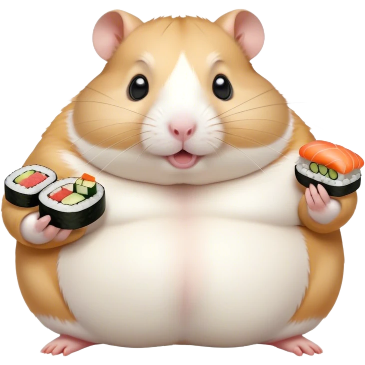 obese hamster holding a sushi emoji