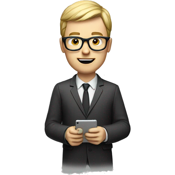 White man with glasses playing video game on ipad emoji