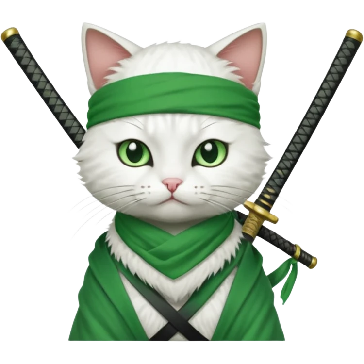 un gato blanco con reeferencia a roroa zoro emoji