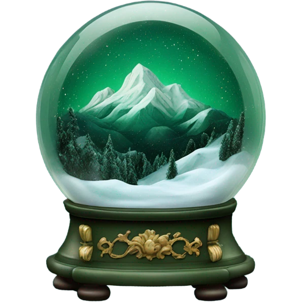 vintage dark green rococo night sky mountains snow globe emoji