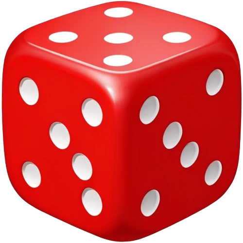 Red dice with white dots showing different numbers emoji