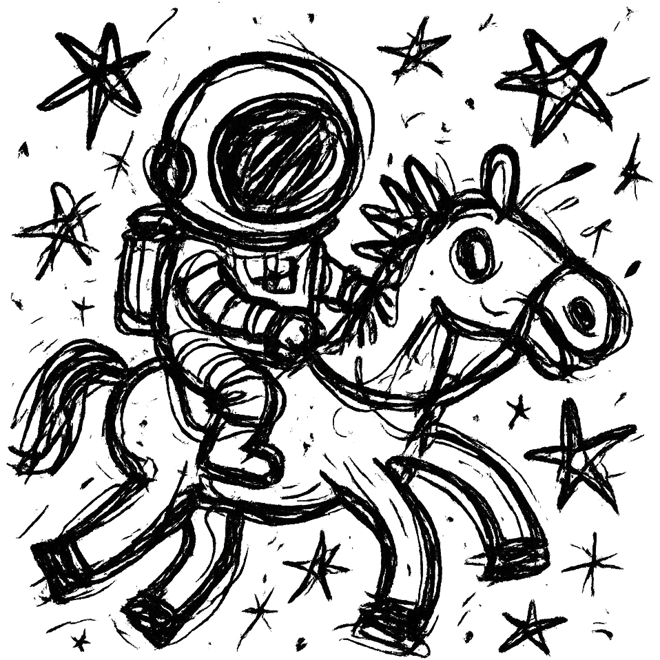 astronaut on horseback with stars in background emoji