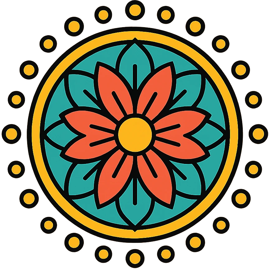 mandala with floral and bead detailing emoji