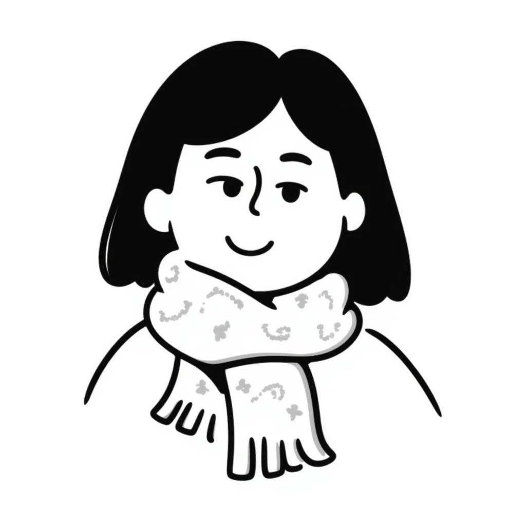 fuzzy scarf, soft and cozy, hand-drawn doodle style emoji
