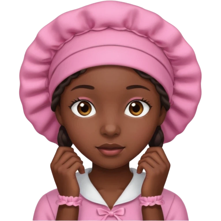 Black girl with pink bonnet teen emoji
