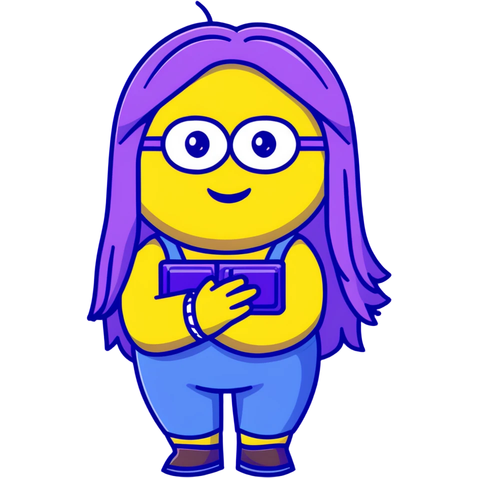 cute yellow minion with long girl hair emoji