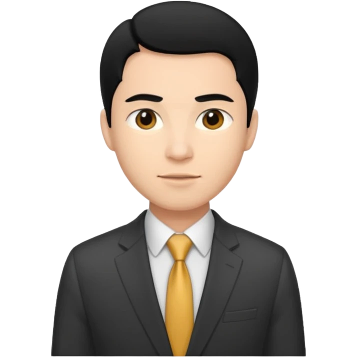 man black hair light skin tone with suit emoji