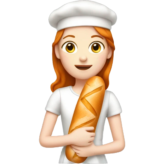 ginger French girl holding a baguette  emoji