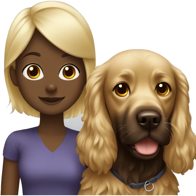Blonde girl and Boykin spaniel emoji