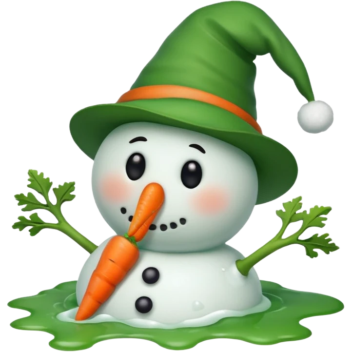 melting snowman with green hat emoji