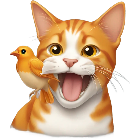 Orange tabby holding a bird in its mouth emoji