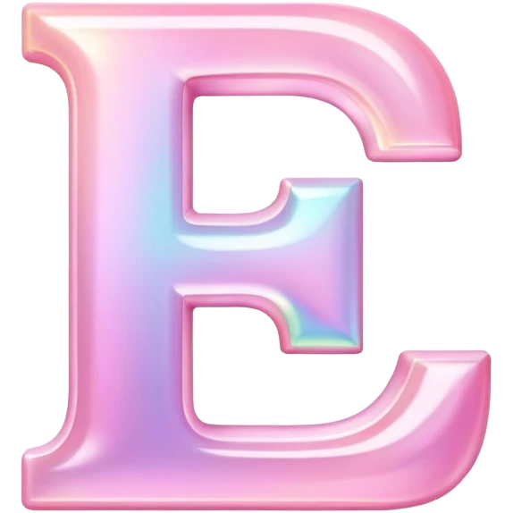 Iridescent pastel pink Font setting icon with letter E emoji