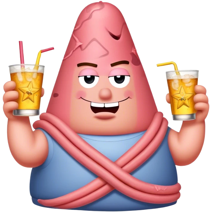 Patrick Star holding a twisted tea  emoji
